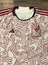 Mexico National Team Jersey Mens Large White Red Soccer Football Adidas