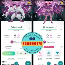 Pokémon PTC Go - Shiny Gigantamax Grimmsnarl Special Background ✨Mini 80k Dusts