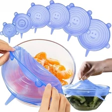 6Pcs Stretch Silicone Lids Bowl Reusable Kitchen Food Storage Wrap Sealing Cover