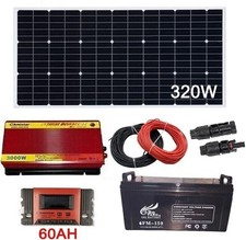 KIT Fotovoltaico 3kw pannello 320w Batteria 150 AH Inverter 3000W Regolatore 60A