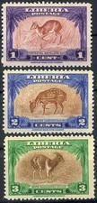 Liberia 1942 Animals Antelope Chevrotain Duiker MNH (SC# 283-285)