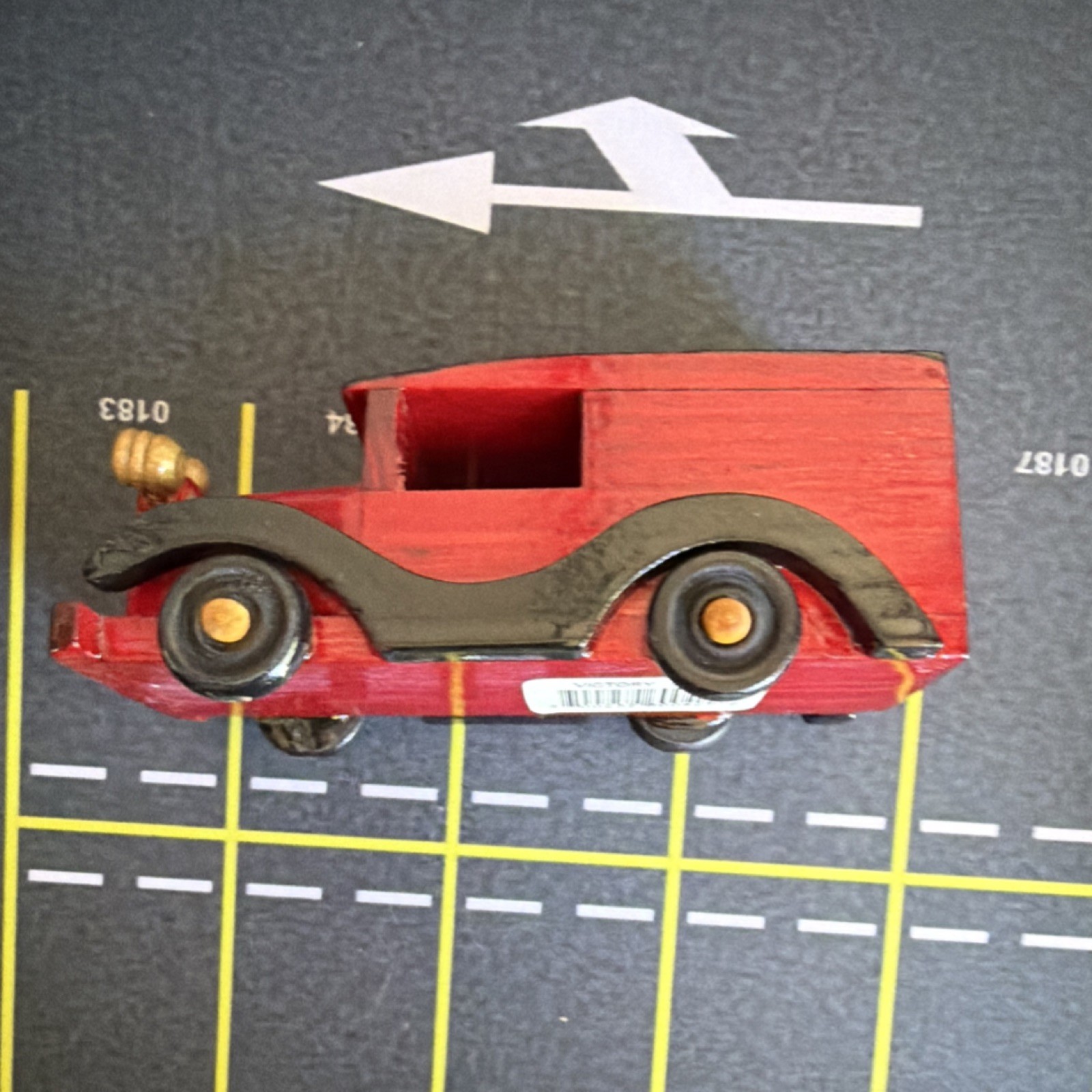 Victory Wooden Handmade Toy Car Red Black Brass Accents Handcrafted Toy Vehicle