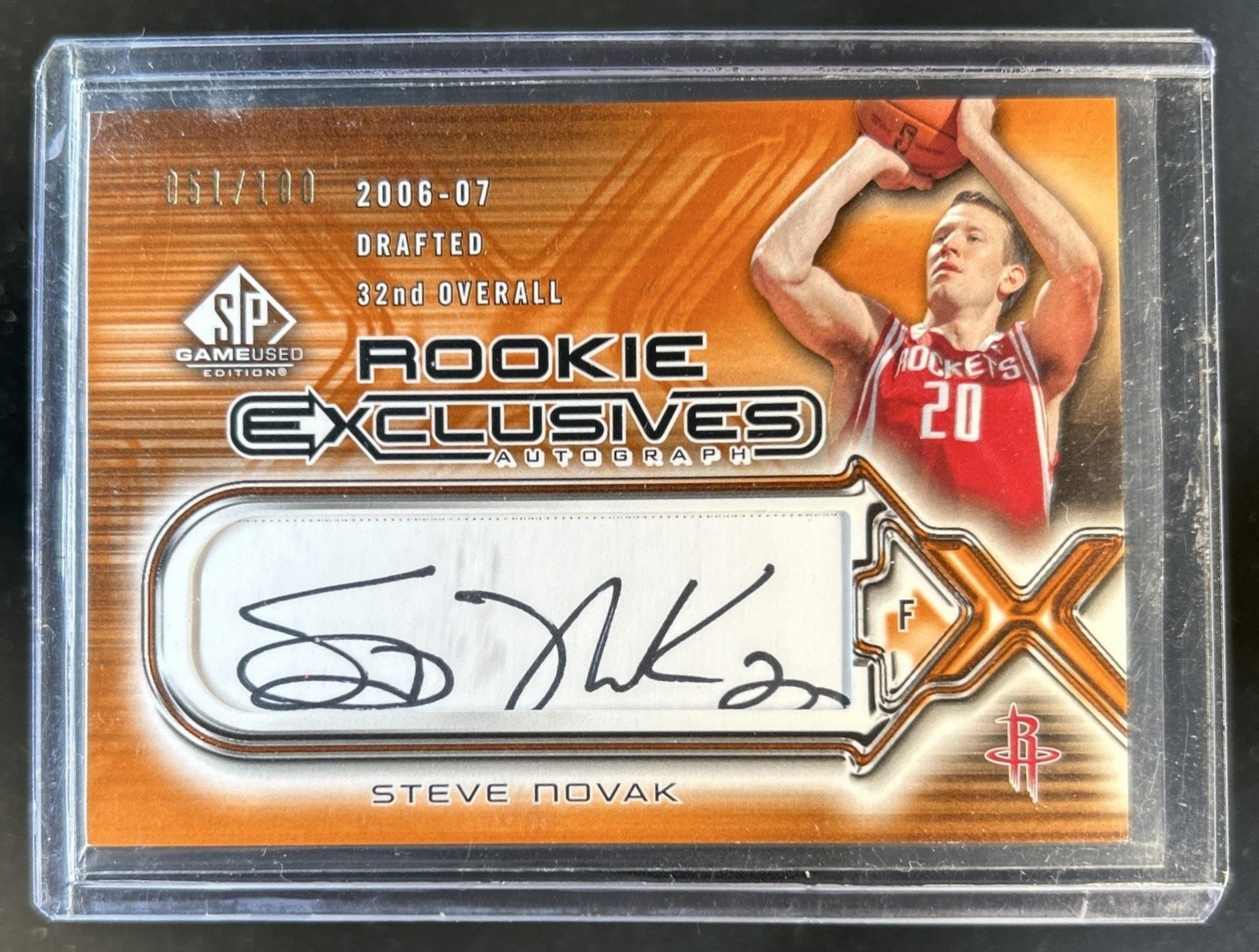 2006-07 SP Game Used Steve Novak Exclusive Auto RC #/100 Rockets Rookie