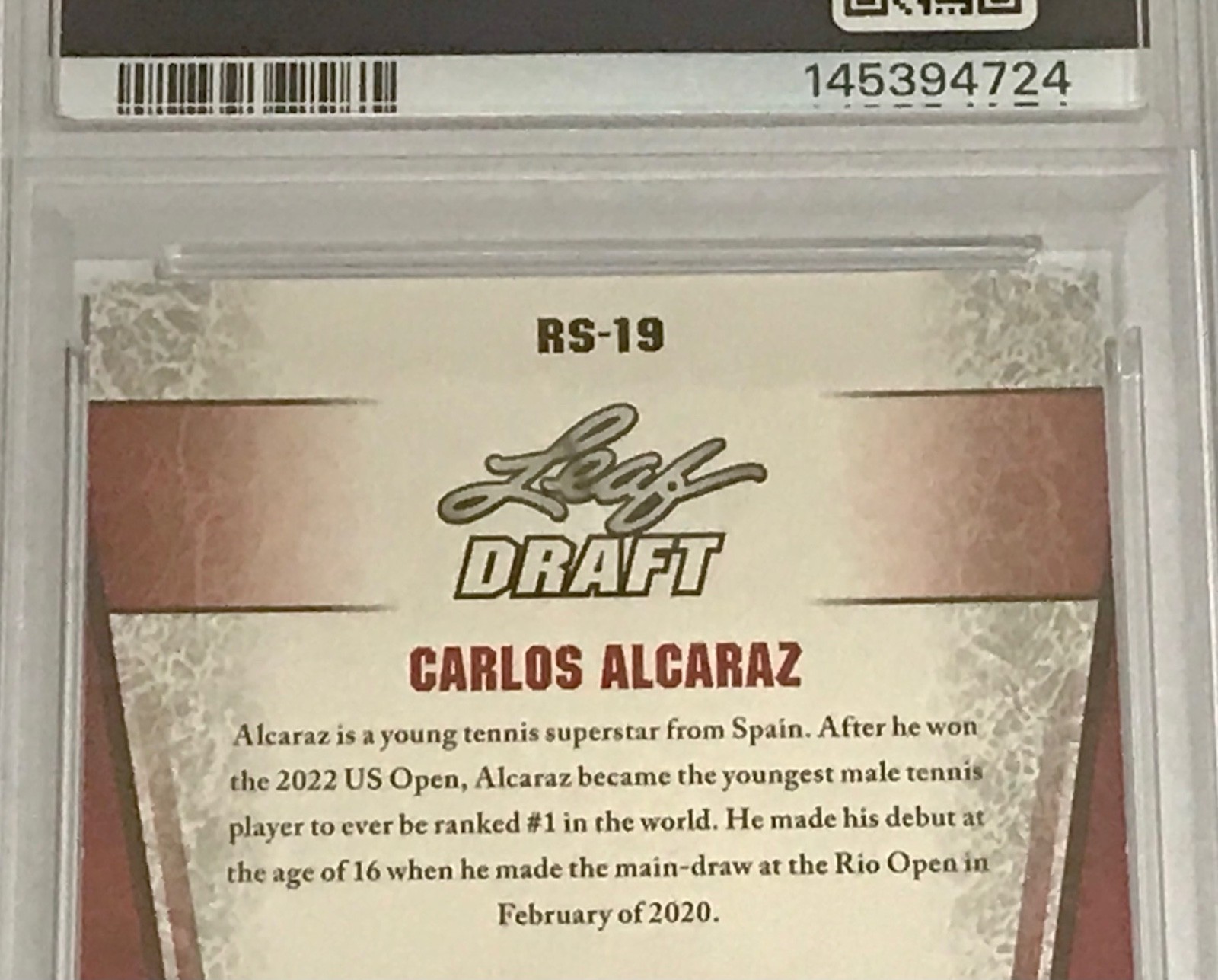 CARLOS ALCARAZ 2023 LEAF SPECIAL RELEASE ROOKIE SILVER #RS-19 PSA 8  FREE SHIPIN view 6