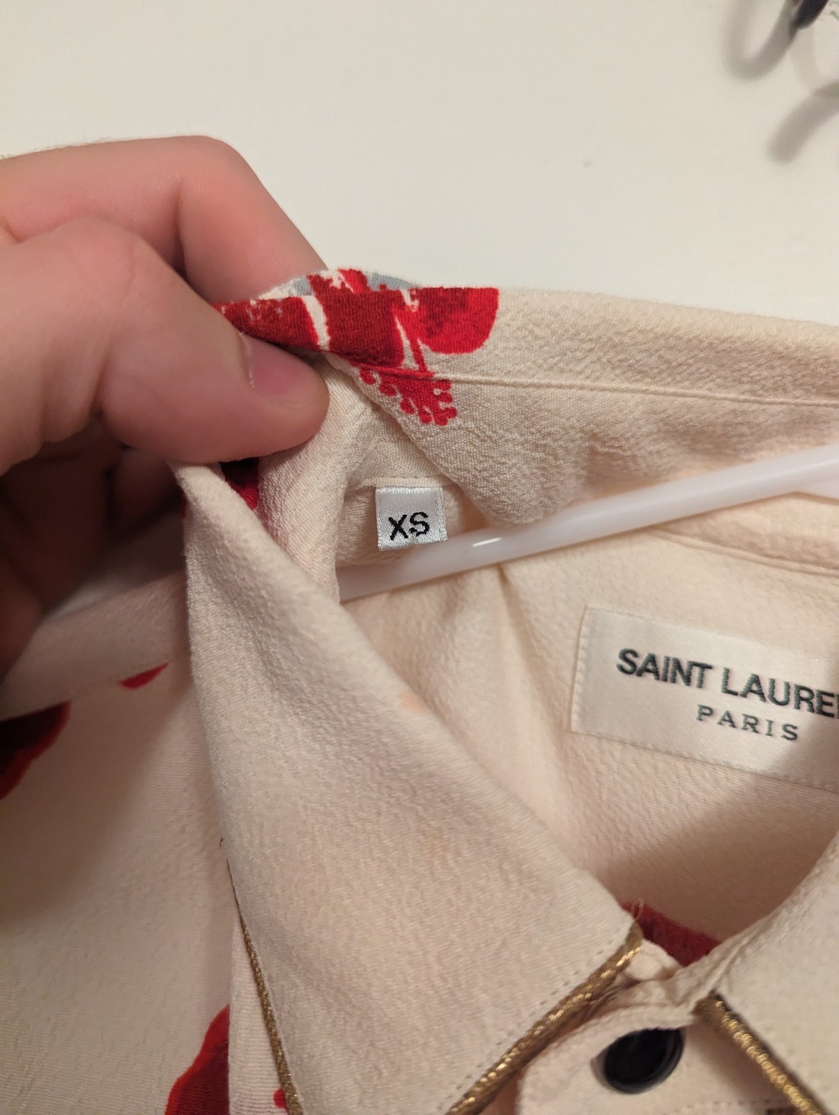 Camicia western Grail Saint Laurent Paris Hedi Slimane Hibicus taglia XS palladio