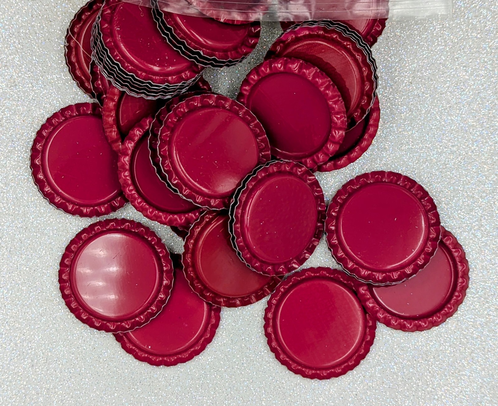 100 Double Sided Red Bottle Caps - Linerless Steel Caps For Crafts And DIY Projects