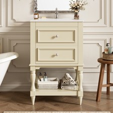 20'' Bathroom Vanity with Ceramic Sink, Bathroom Storage Cabinet with Open She