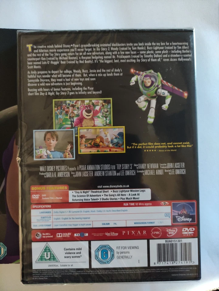 Toy Story 3 DVD 🌀 NEW & SEALED Walt Disney Pixar - Image 3 of 3