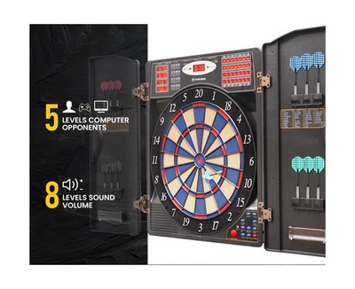 WIN.MAX Electronic Dart Board Cabinet Set, LED Electric Digital