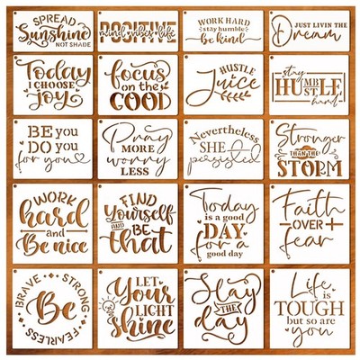 Word Stencils for Painting On Wood Sign Canvas Fabric, Reusable Welcome Farmh...