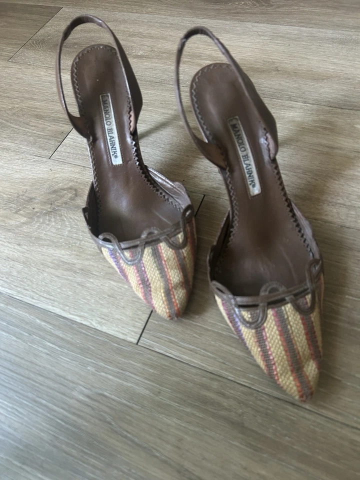 Manolo Blahnik 复古棕色多色棕色吊带 — 第 2/2 张图片