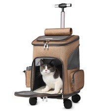 Portable Folding Trolley Pet Backpack Traveling Cat Backpack With Universal Whee