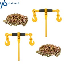 2 Pcs Ratchet Chain Binder 3/8in - 1/2in Load Binders 12000lbs w/ G80 Chains