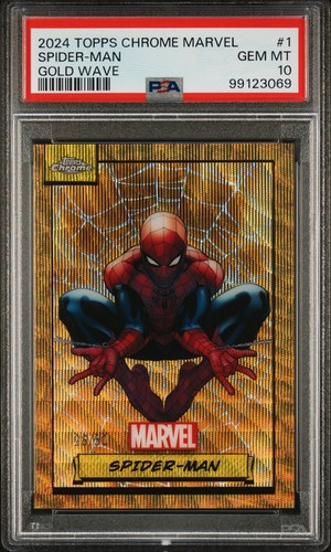 2024 Topps Chrome Marvel Spider-Man Gold Wave /50 PSA 10 #1 GOAT 