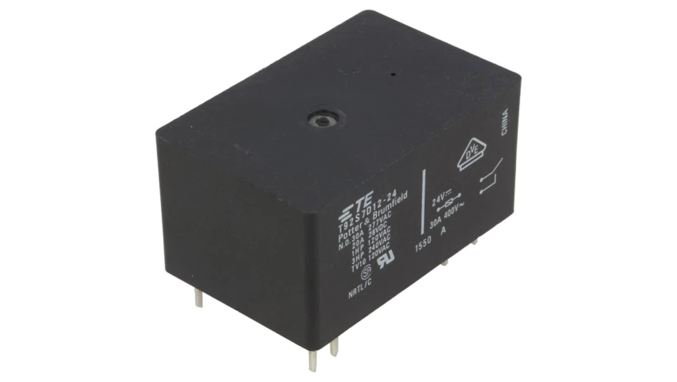 Solenoid Relay DPST-NO 24VDC 30A PCB 1-1393212-0