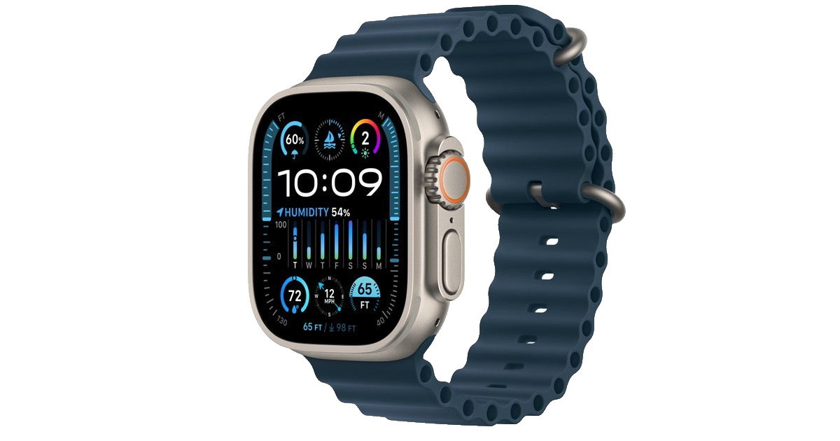 Apple Watch Ultra 2 49mm Natural Titanium Case Blue Sport Band - Used -Read-image