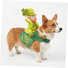 Dog St Patrick's Day Outfit Funny Irish Leprechaun Costume Green Tall Hat Pet
