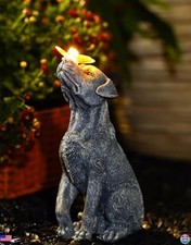 Dog Garden Statue Figurine with Butterfly - Outdoor Lawn Decor, Memorial Gift