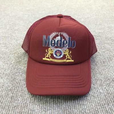 Modelo Hat Cap Snap Back Mens One Size Red Beer Logo Mesh Trucker Baseball