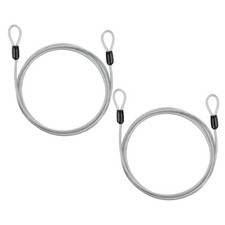 2pcs 1/8" Dia 5.9ft Security Cable Lock Vinyl Coated Steel with Loops Silver