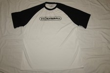 UNDER ARMOUR UA MEN'S LARGE HEAT GEAR WHITE BLACK TRIM BASEBALL ATHLETIC SHIRT