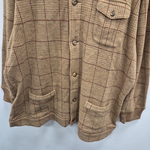 Polo Ralph Lauren Vintage Brown Plaid Shawl Collar Wool Cardigan Jacket Size 3XL - Picture 3 of 7