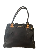 Miu Miu Black Pebbled Leather Shoulder Bag With Key