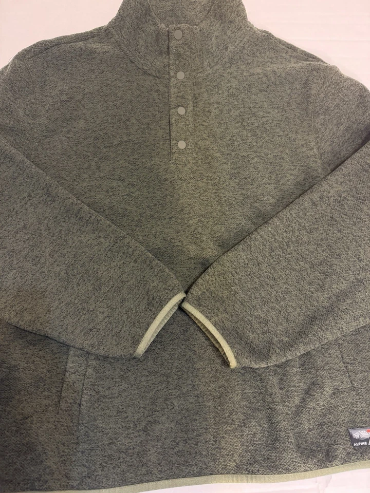 Suéter Pullover Diseño Alpino Cuarto a Presión Polar Verde Oscuro Para Hombre Talla Lg Foto 2 de 4