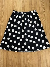 Tabitha Brown x Target Linen Blend Polka Dot Full Midi Skirt Black White Sz 1X
