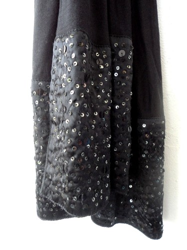 J. JILL Black wrap ~ fluid jersey with satin sequin edges 72 x 20 in wide NWT - Picture 3 of 7