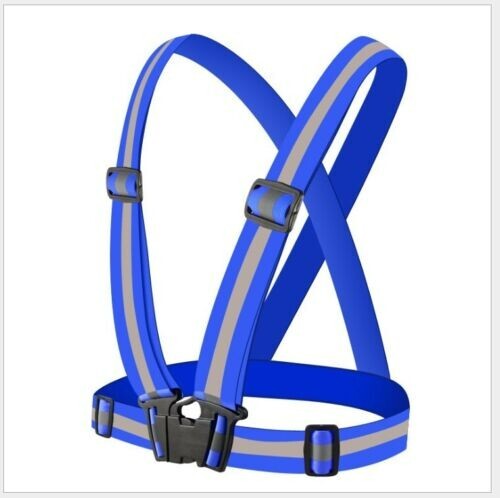 HI-VIS VEST STRAP HIGH VISIBILITY SAFETY REFLECTIVE RUNNING CYCLING WORK  BLUE UK