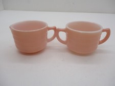 Vintage Pink Delphite Ribbed Glass Creamer an...