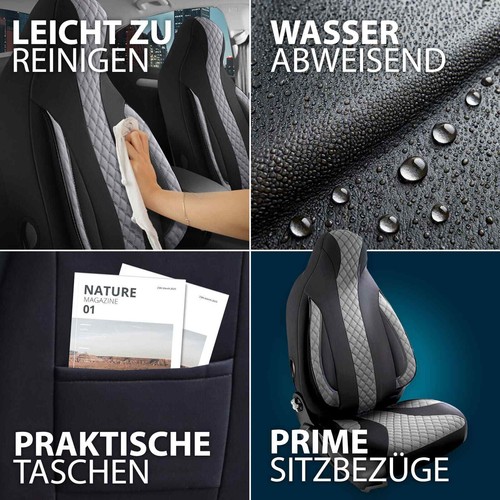 Fundas de asiento Pilot adecuadas para Dodge Nitro (negro-gris) | Asientos delanteros | Prime - Imagen 10 de 12
