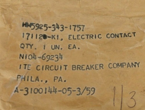 ITE COMPANY 171120K1 ELECTRICAL CONTACT ASSEMBLY - Picture 6 of 6