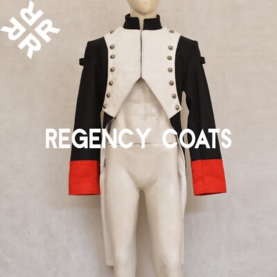 New Men Black Wool Napoleon Uniform, French Napoleon Jacket