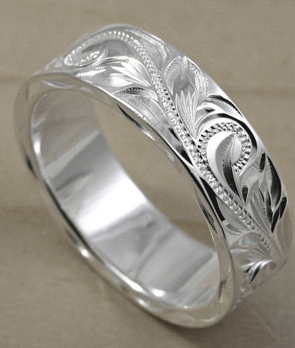 Engraved Sterling Silver Ring View 2