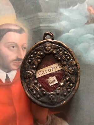Antic reliquary relic S. Charles Borromeo Archbishop of Milan Cardinal 1800th