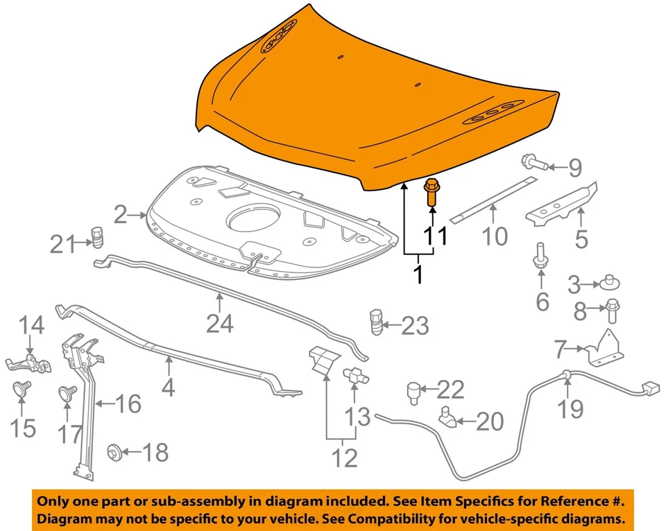 Used Hood fits: 2015 Buick Enclave  Grade C - Image 3 of 4