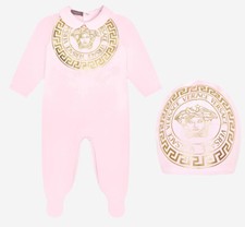 NEW Young Versace Baby Girl Newborn Designer Romper / Hat 6-9m Gift Set 412