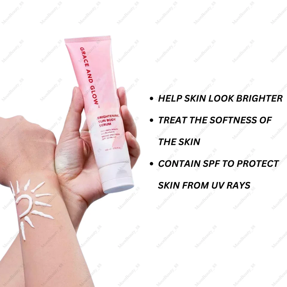 2 sueros corporales Grace & Glow iluminadores para sol arbutina y arándano para piel radiante Foto 4 de 4