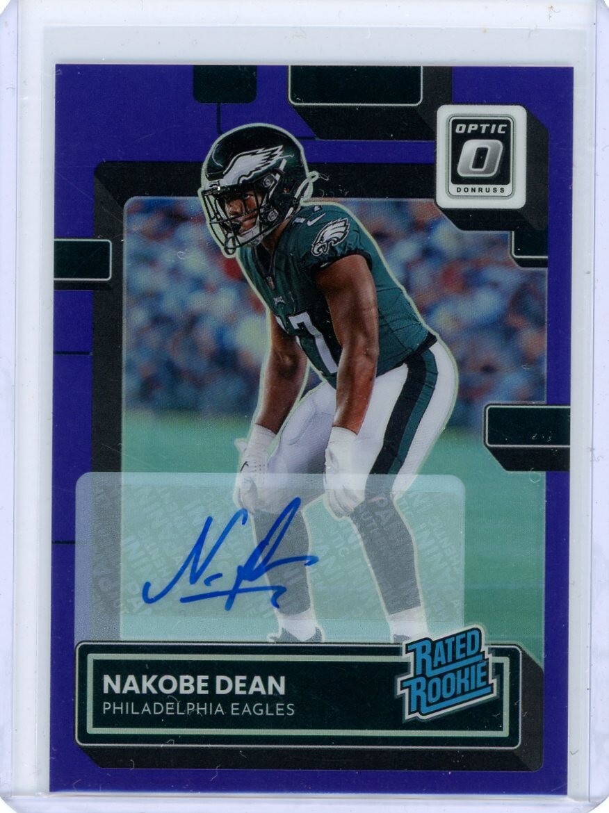2022 Donruss Optic Football Purple Prizm Rookie Auto #274 Nakobe Dean #14/35