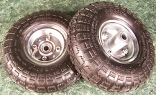 2pc 10" inch Air Inflatable RUBBER WHEELS with Rim Dolly Tire 5/8" Hub SILVER