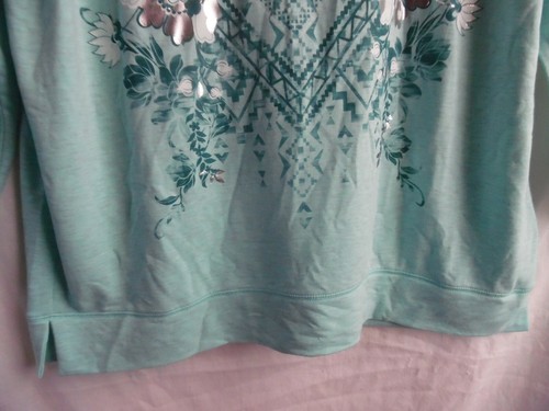 -CREW NECK RAGLAN SWEATSHIRT LONG SLEEVE GRAPHIC MINT POLY RAYON FRENCH TERRY 3X - Picture 6 of 11