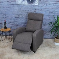 Relaxsessel HWC-F76, Fernsehsessel Sessel, Liegefunktion Stoff/Textil Grau-Braun