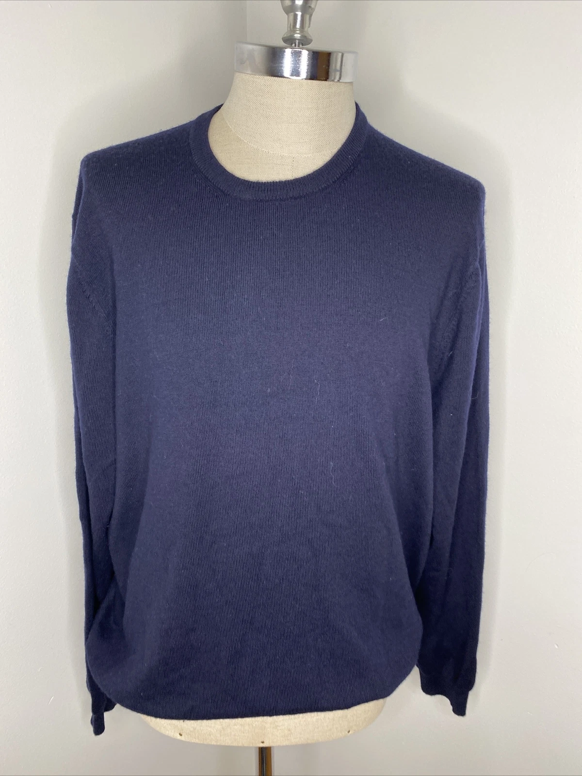 Brooks Brothers Mens ltalian Merino Wool Sweater Sz XL Blue Crew Neck Pull Over