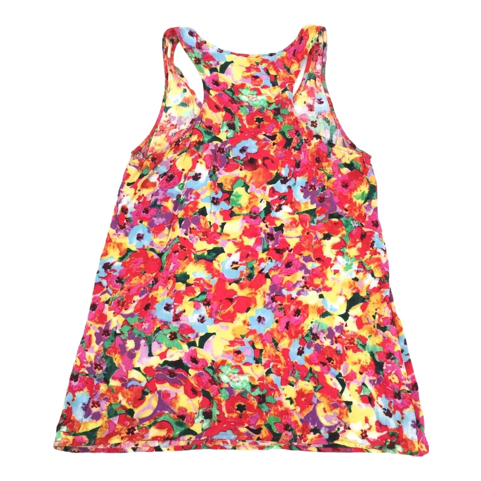 Camiseta sin mangas CAbi Luisa con estampado floral espalda cruzada talla pequeña roja rosa S 5045 Foto 3 de 4