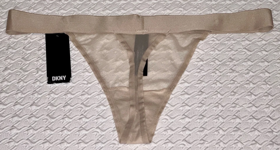 DKNY Sheers 宽腰带羊绒裸色丁字裤内裤新款女式 XL 8 码 — 第 4/4 张图片