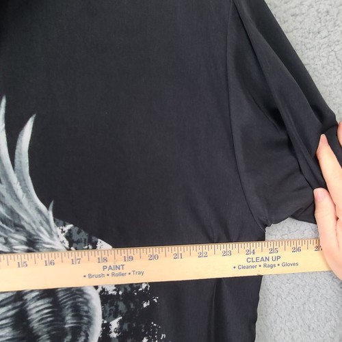 Vintage Sapphire Lounge Shirt Herren XL schwarz weiß Live Free Eagle Motorradhemd - Bild 6 von 7