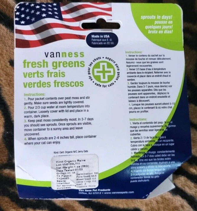 Van Ness Cat Grass Seeds Grow Kit New! - Image 3 of 3