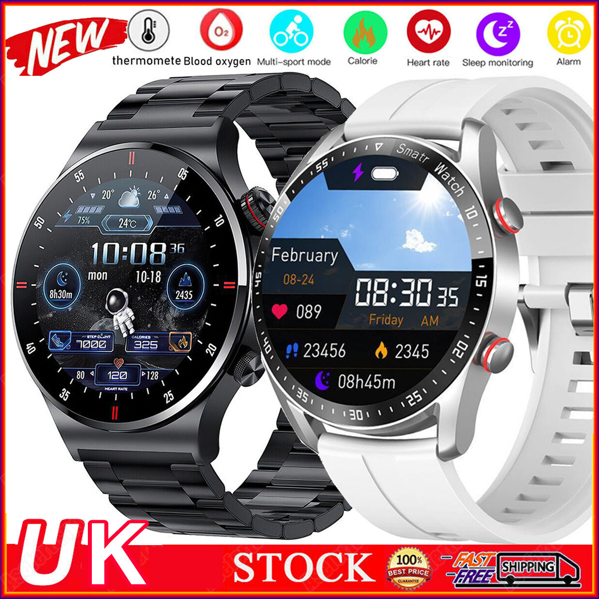 Bluetooth Call Smart Watch Men Heart Rate Waterproof NFC Sports Fitness